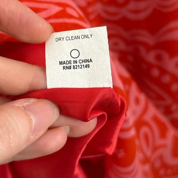 Anna Sui for Anthropologie Red Patterned 100% Silk Sleeveless Dress Size 4 - Picture 8 of 8